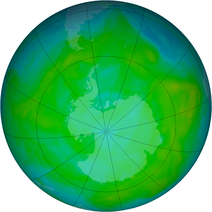 Antarctic ozone map for 17 December 2000